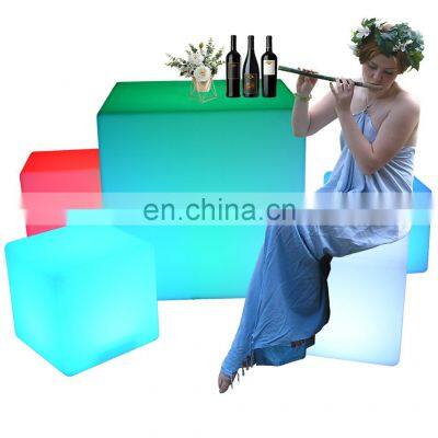 3d led cube /Wonderful Chair LED glowing cube cocktail table 40 inch height cocktail table and chairs
