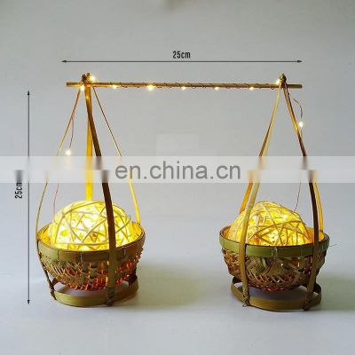 Hot Selling Rattan Table Lamp with Vietnamese traditional frames shape Wicker Lamp Decorative Kid's Room Cheap Wholesale