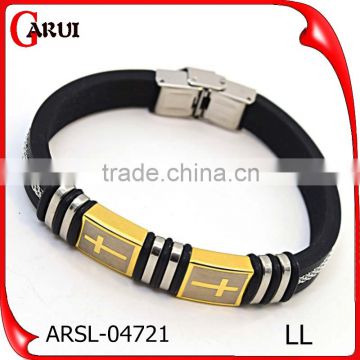 fashion bracelet silicone wristband cross steel silicon bracelet