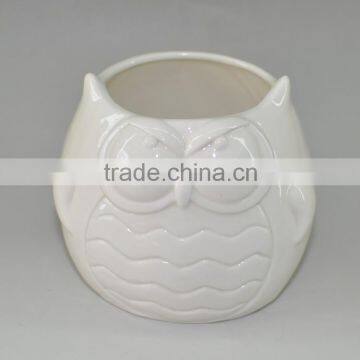 Owl shaped ceramic tealight candle holder
