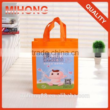 Wholesale orange promotional top quality eco-friendly laminated non woven polypropylene bags