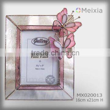 MX020013 tiffany style stained glass butterfly photo frame for wholesale home decoration piece