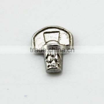 Antique Silver Basketball And Hoop Sports Living Floating Charms