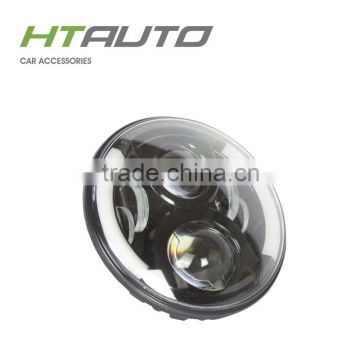 HTAUTO Top Quality 7" Round LED Headlight for Motorcycle Projector Headlight With Angel Eye
