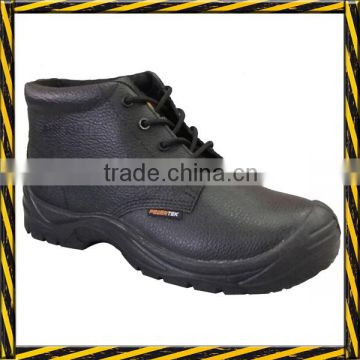 Black PU injection full genuine leather males shoes security                        
                                                                                Supplier's Choice