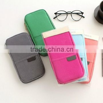 Promotioanl cotton travel passport folder smart wallet mobile card holder made in China