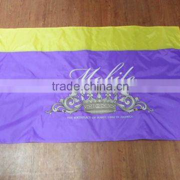 Embroidered crown double sides flag with two grommets