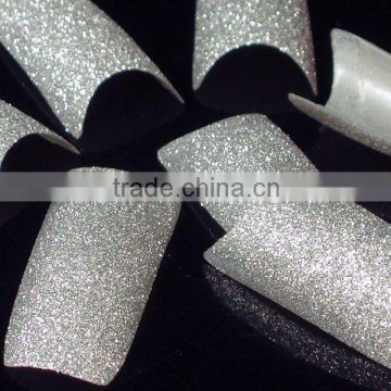100Pcs Silver Powder Glitter French False Nail Tips+box HN202