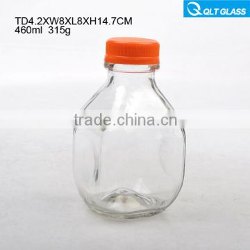 Transparent glass milk bottle With Tin Caps