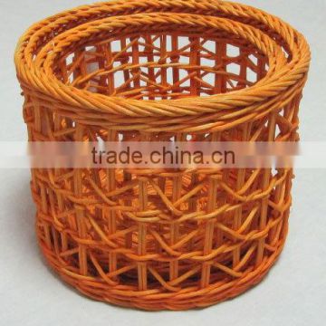 zigzag weaving basket in orange , 100% handmade