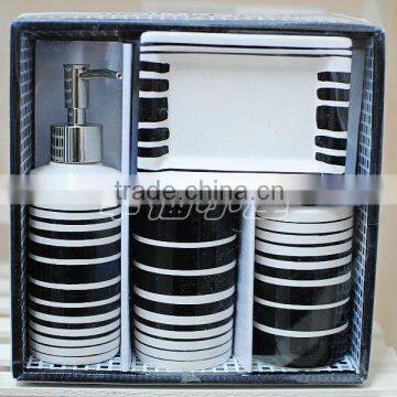 white and black line 4 pcs ceramic bath set