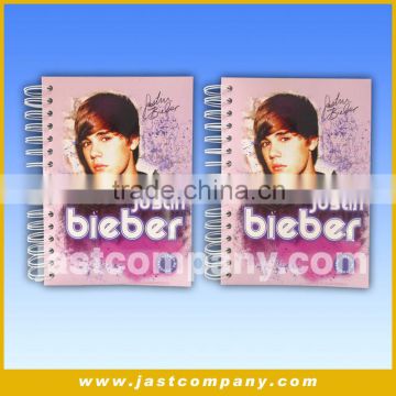 Justin Bieber A4 Size Note Book with music and light, Cutom journal