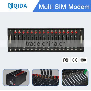 16 port gsm multi sim card modem Qida QS161 new update stk recharge sms modem with at commands software application