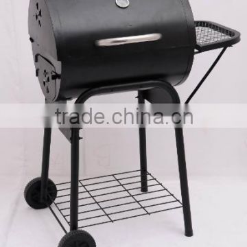 Black painting barrel charcoal bbq grill with side table