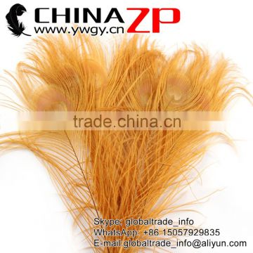 ZPDECOR Crafts Factory Leading Supplier Wholesale Cheap Full Eye Dyed Gold Peacock Tail Feathers