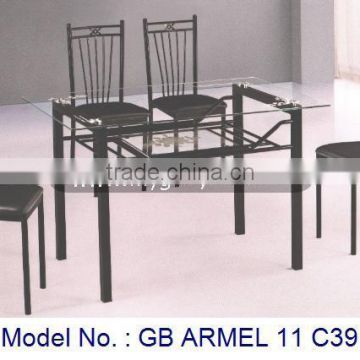 Glass top dining table set with modern style