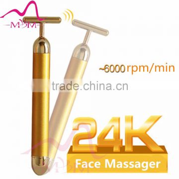 T-shaped beauty bar 24k golden vibrating facial massager Vibration gold massage bar