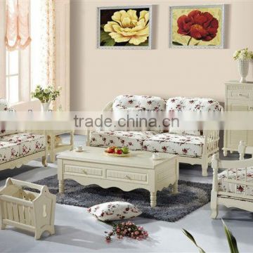 Morden Design Living Room Fabric Sofa Furniture ,Korea Garden Style Livingroom Sofa Set,Graceful Wooden Sofa Set