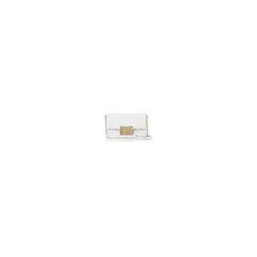 White Metal Chain Saffiano Crossbody Leather Bags With Pure cotton Lining