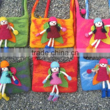 Doll design baby bag 100% New Zealand wool/hand made felt bag