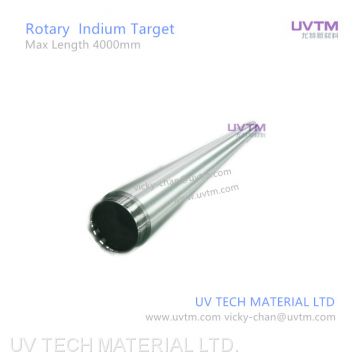 Indium target In rotary sputtering target for magnetron sputter coating nano thin film on glass