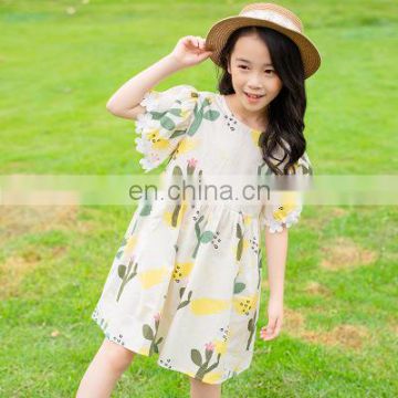 2020 Korea style girls dress fashion Printed Cactus kids girls dresses