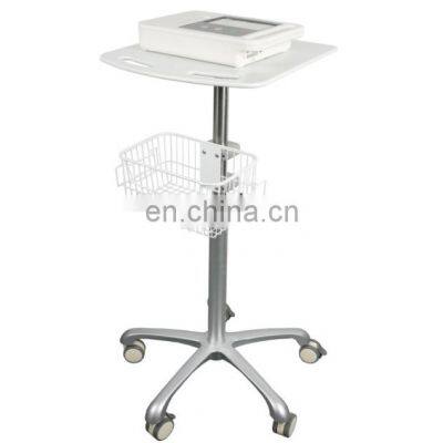 High quality aluminum ECG machine trolley with five stars wheels for hospital and clinic