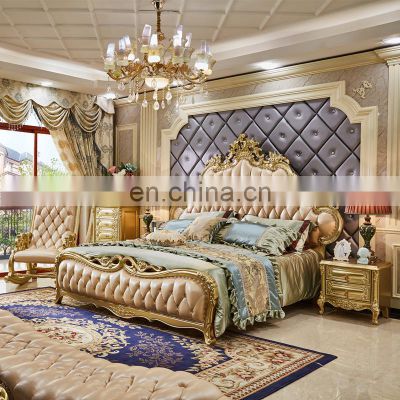 2021 New arrival European Royal bedroom furniture Antique design king bed