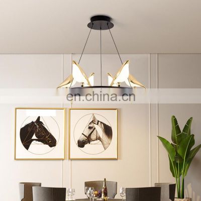 Professional Factory Decoration Indoor Black Gold Living Room Bedroom Acrylic Modern LED Pendant Lamp