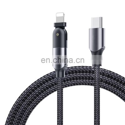 New Arrival 2M PD 18W fast charging 180 degree rotating usb Data cable type c to 8 pin charging cable for iPhone