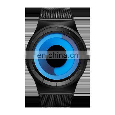SINOBI Mens Watches Yong Hong Watch Brand Men Alloy Case Steel Mesh Wristwatch Original Design Black Watch Blue S9659G