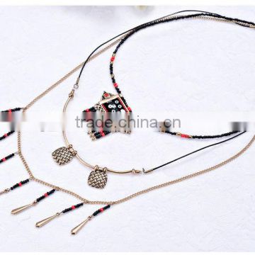 2015 YiWu new products Europe and the United States big sautoir Jacquard ribbon national wind multilayer tassel necklaces