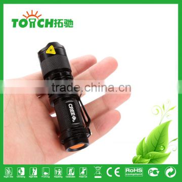 Mini Pocket Flashlight Zoom Flash Light 1*AA/1*14500 Battery 3W XPE Bulb Small Aluminum Alloy Torch Light