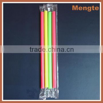 Colored straight drinking straws with OPP bag wrapped