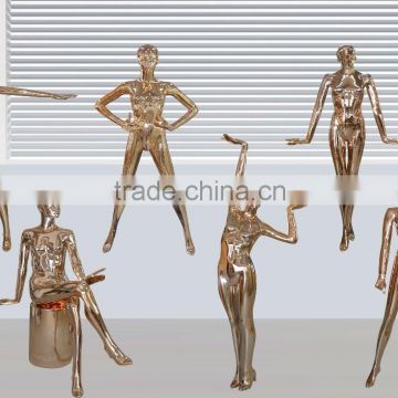 Chrome Gold Color Full-Body Female Mannequin