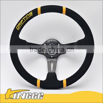 320mm /13 inch Black Racing Steering Wheel with Horn Button suede