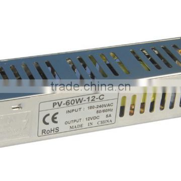 60w constant voltage 24v indoor led power supply with input 170-240V