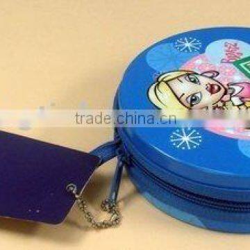 Round Zipper Tin Box,decorative tin boxes