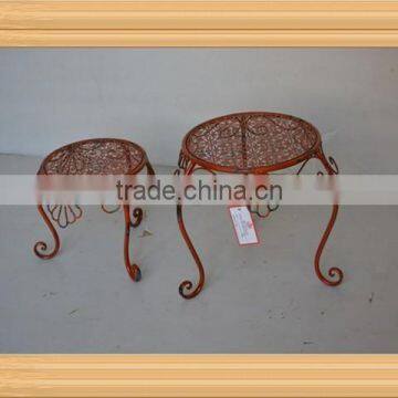 S/2 round Shell design wrought iron plant stand