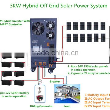 3KW Hybrid Off Grid Solar Power System
