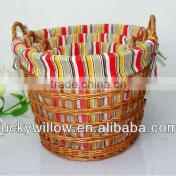 Willow Laundry Basket with lining&handles(factory supply)
