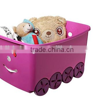 plastic wheeled toy storage box with lid&smile
