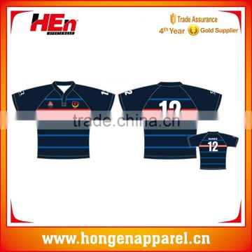 Hongen apparel 2016 custom design sublimated practice shirts rugby jersey cut and sew rugby jersey with embroider logo