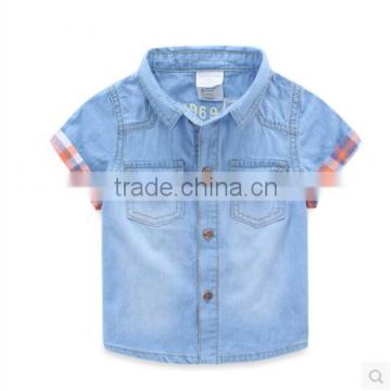 Boys clothes wholesale high quality boys denim t shirt cotton t -shirt children clothing 2016