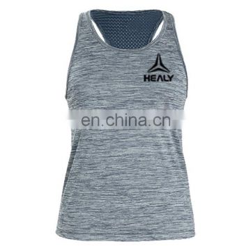 Wholesale Gray Plain Dri Fit 100% Cotton/Polyester Custom Gym Fitness athletic sleeveless womens tank top