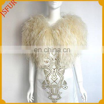 Stylish women's fashion ostrich feather black fur shawl