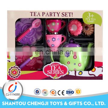 Hot sales girls kitchen toys plastic tea play set for kids