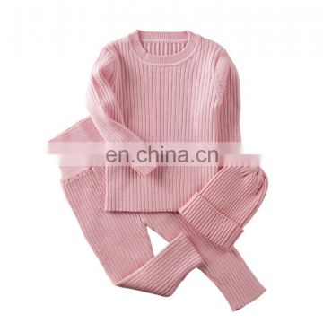Infants &Toddler Set Plain Color Keep Warm Soft Knitted Baby Girl Boy Rib Cotton  Outfits