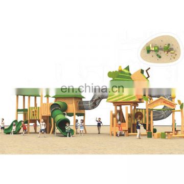 Children wooden combination plastic slide outdoor playground
