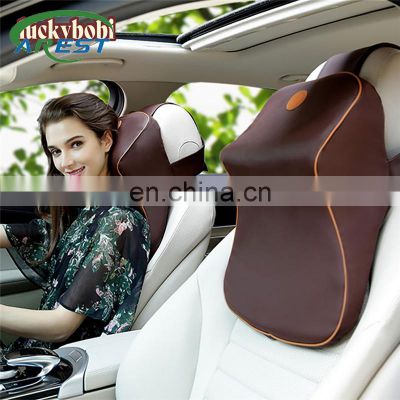 Car Pillow Memory Foam Leather Neck Pillow breathable Head Support Rest Seat Headrest Cushion Warm for Winter Car Accessories